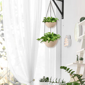 hanging planters in a room